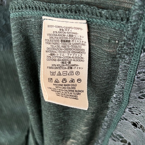 Free People New Romantics Green Lace Top - Picture 12 of 13